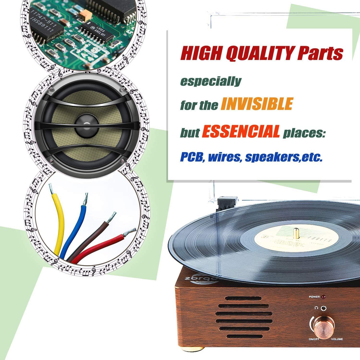 Record Player-13 in 1 Turntable with Speakers Vinyl Recording LP Bluetooth USB TF Card FM Radio Aux Input RCA Line Out and Headphone Jack - JOY2ESpree