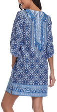 
                        
                          Load image into Gallery viewer, Women Bohemian Neck Tie Vintage Printed Ethnic Style Summer Shift Dress
                        
                      