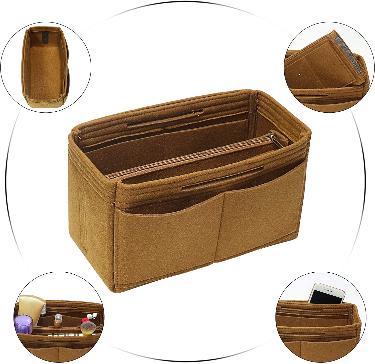 Purse Handbag Organizer Insert, MISIXILE Felt Bag Organizer with Handles