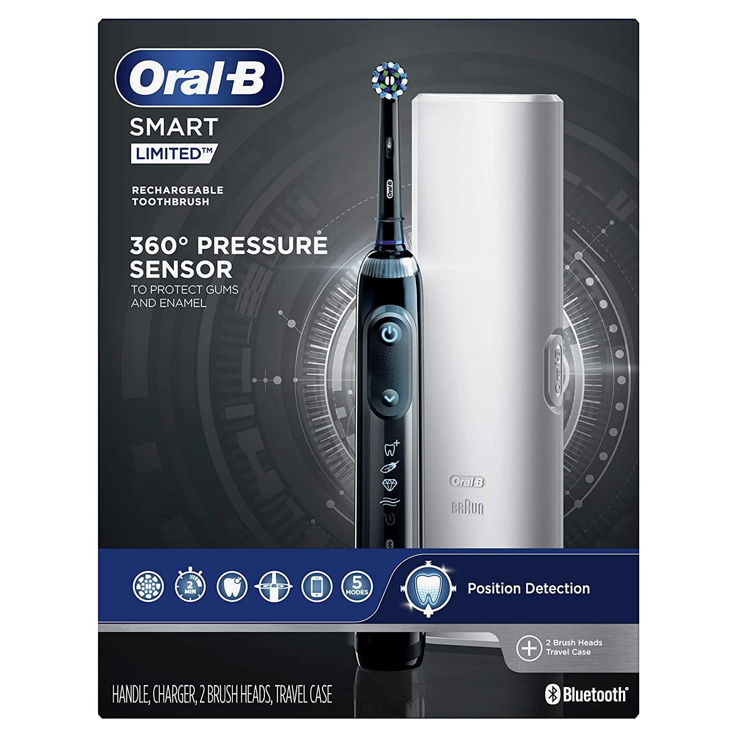 Electric Toothbrush, Oral-B Pro 7000 SmartSeries Black Electronic Power Rechargeable Toothbrush
