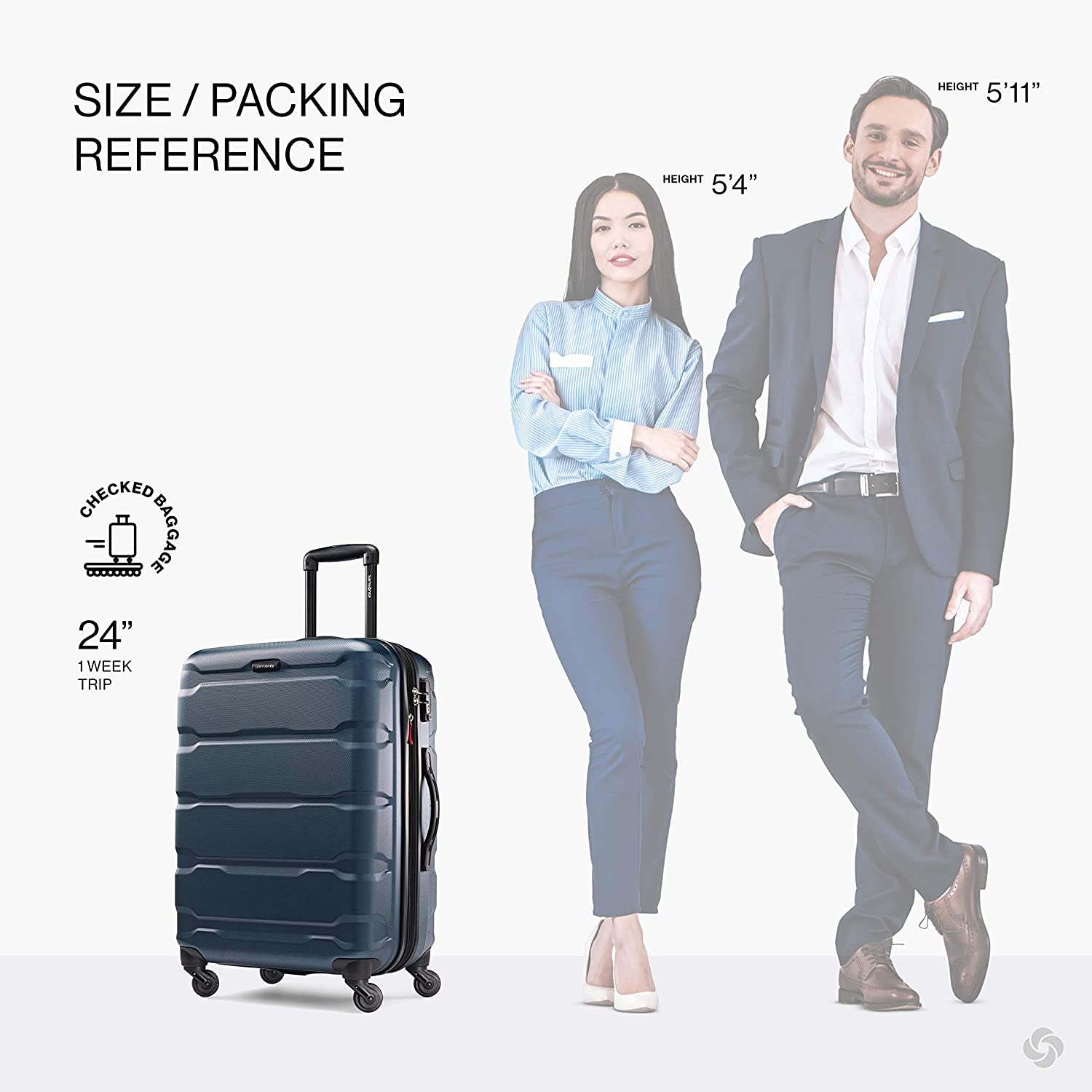 Samsonite Omni PC Hardside Expandable Luggage with Spinner Wheels, Black, Carry-On 20-Inch