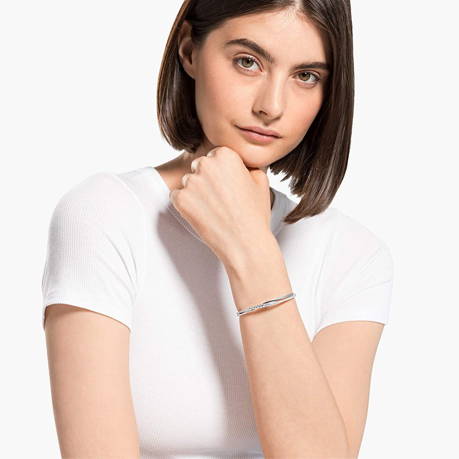 SWAROVSKI Women's Twist Rows Bracelet Collection, Rhodium Finish, Clear Crystals - JOY2ESpree