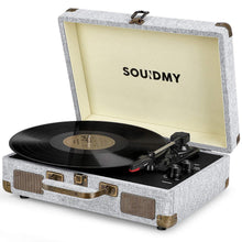 
                        
                          Cargar imagen en el visor de la galería, Souidmy Vinyl Record Player, Bluetooth Turntable with Speakers, 3-Speed, AUX/Headphone/RCA Port, Equipped New Wireless Function, Silver Mist - JOY2ESpree
                        
                      