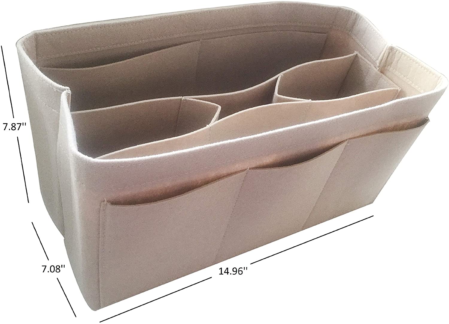 Felt Tote Bag Organizer Insert with Pockets, Handbag Purse Shaper, fits Neverfull, Speedy, Longchamp, etc.