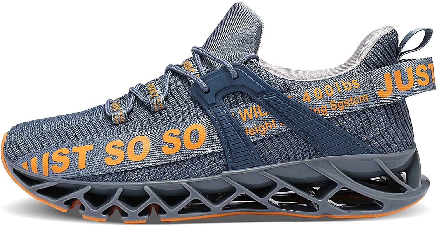 JSLEAP Mens Running Shoes Walking Non Slip Blade Type Sneakers