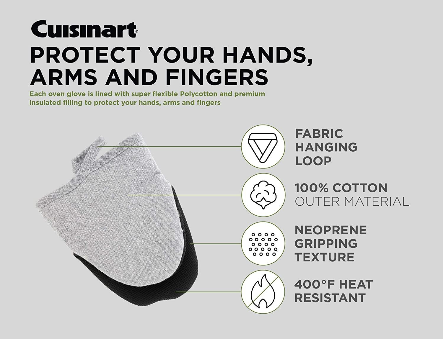 Cuisinart Chambray Neoprene Mini Oven Mitts, 2 Pack – Heat Resistant to 400 F . - JOY2ESpree