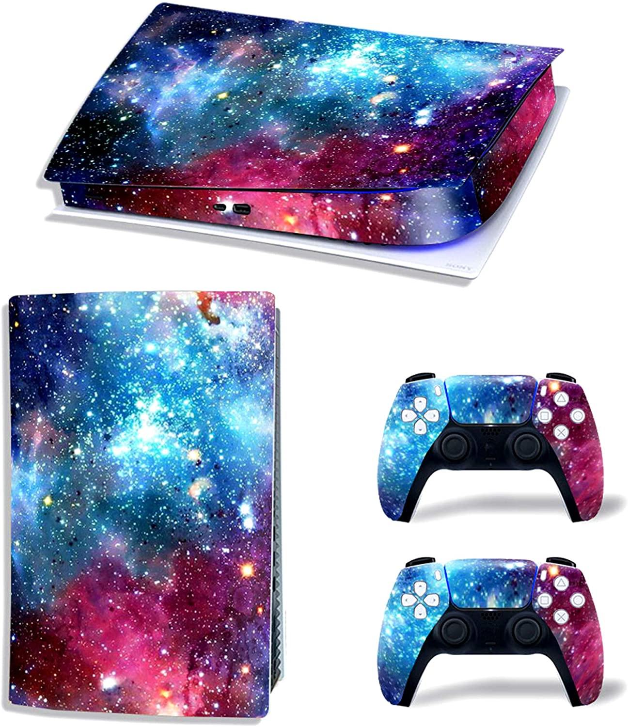 Ps5 Stickers Full Body Vinyl Skin Decal Cover for Playstation 5 Digital Edition Console Controllers (CD Version, Pink Starry Sky) - JOY2ESpree
