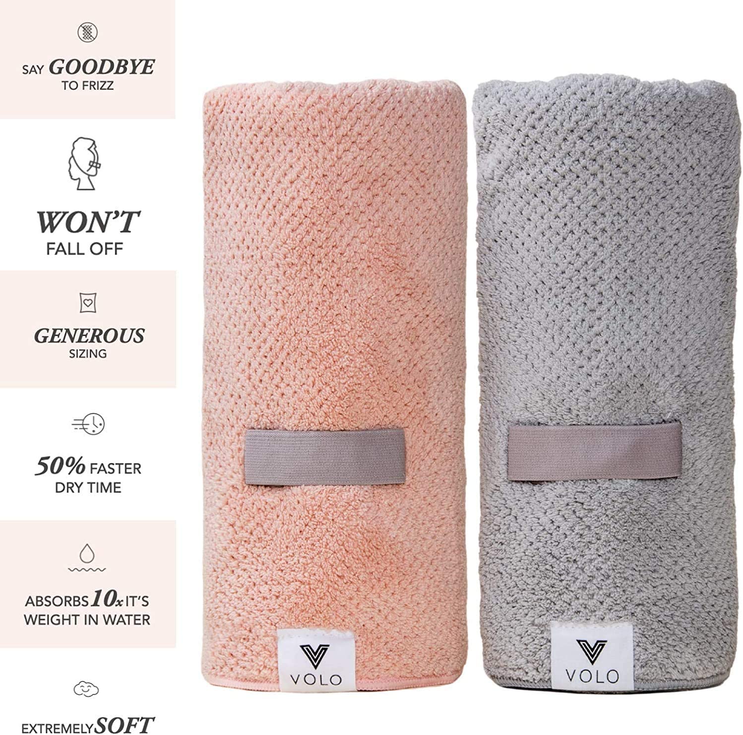 VOLO Hero Microfiber Hair Towel | Super Absorbent, Ultra-Soft, Fast Drying