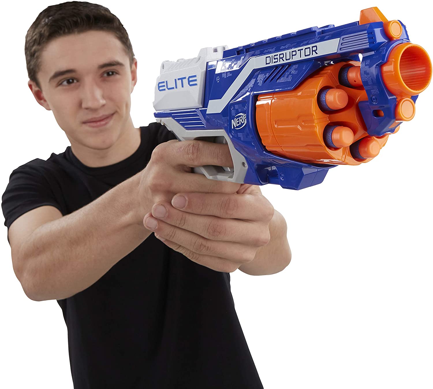 Nerf Disruptor Elite Blaster -- 6-Dart Rotating Drum, Slam Fire, Includes 6 Official Nerf Elite Darts -- For Kids, Teens, Adults