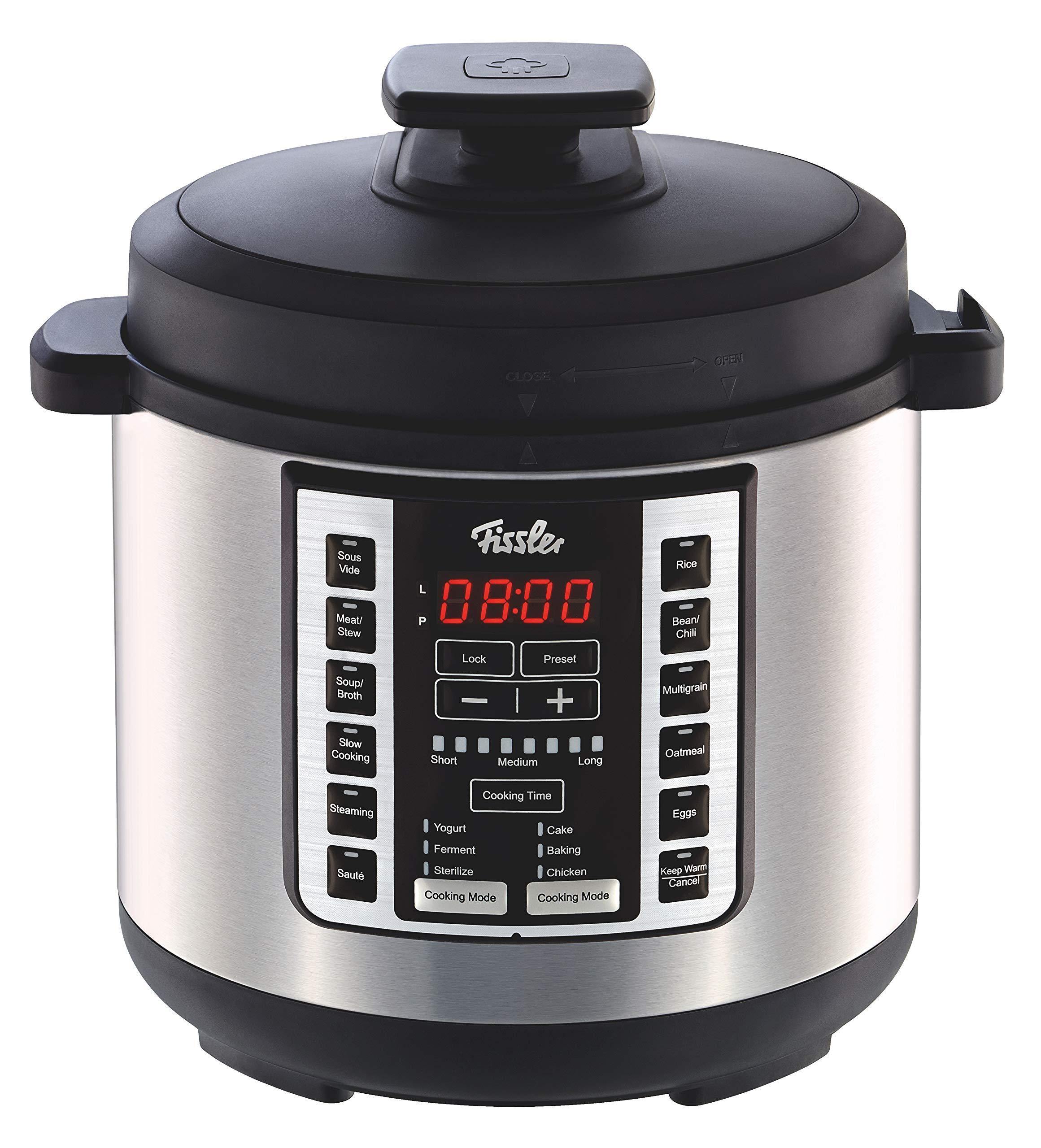 Fissler FISS-03520006001 Pot, Pressure, 6-Quart, Stainless Steel, Slow-Cooker, Multi-Use, Sous Vide, Rice, Steamer, Sauté-18 1-Touch Programs, 6 quart - JOY2ESpree