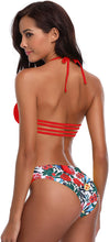 
                        
                          画像をギャラリービューアに読み込む, SHEKINI Women's Floral Printing Cutout Strappy Halter Swimsuits Bikini Suits
                        
                      