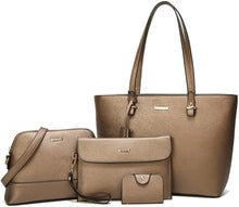 
                        
                          Load image into Gallery viewer, Women Fashion Handbags Wallet Tote Bag Shoulder Bag Top Handle Satchel Purse Set 4pcs
                        
                      