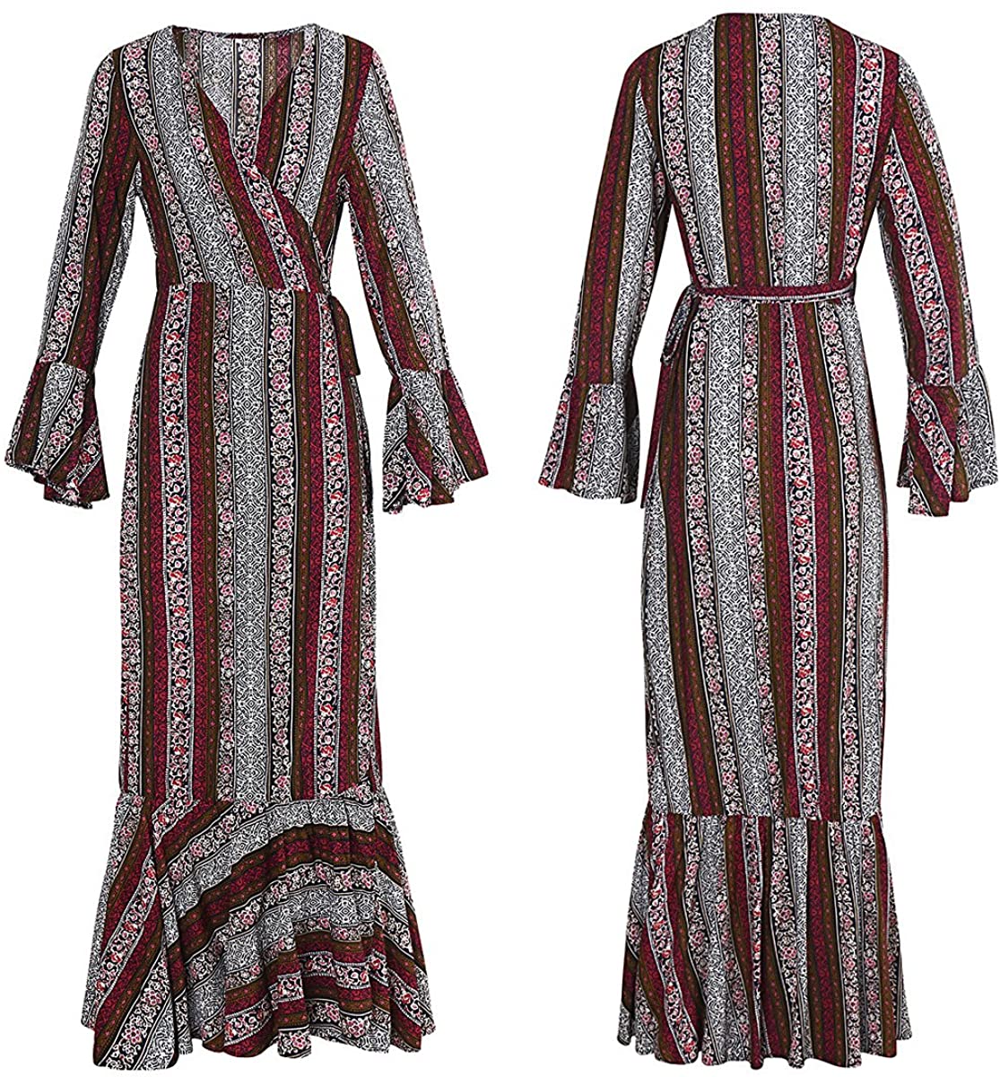 R.Vivimos Womens Summer Long Sleeve Cardigan Sexy Maxi Dresses