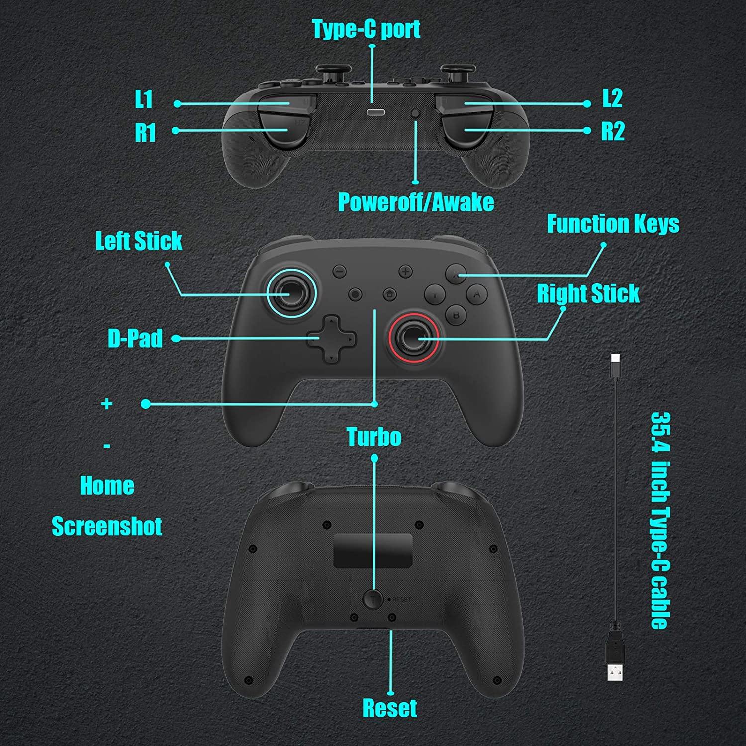 iHosok Wireless Pro Controller for Nintendo Switch/Switch Lite Console & PC - JOY2ESpree