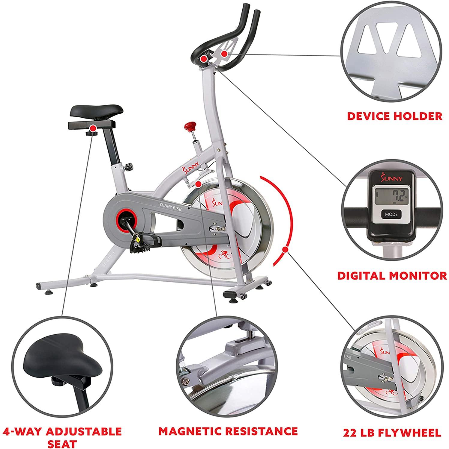 Sunny Health & Fitness Indoor Cycling Exercise Stationary Bike with Digital Monitor - JOY2ESpree