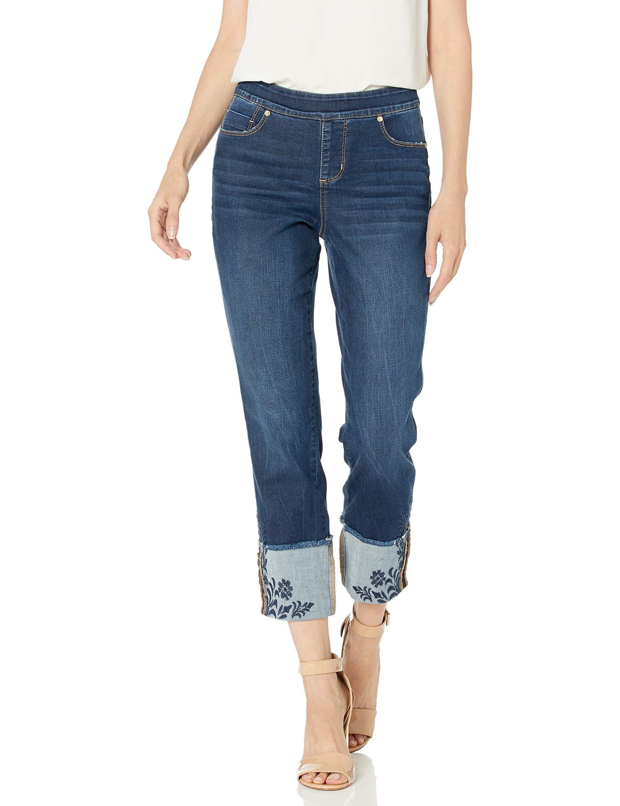 Jag Jeans Women's Lewis Straight Pull on Crop W/Embroidered Cuff
