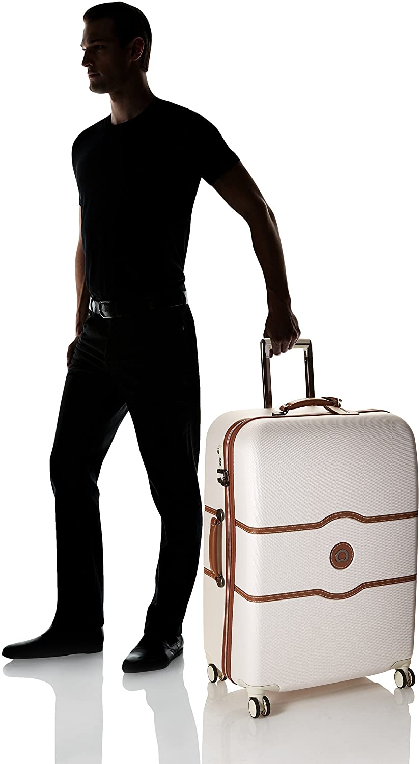 DELSEY Paris Chatelet Hardside Luggage with Spinner Wheels, Chocolate Brown, Checked-Large 28 Inch, with Brake