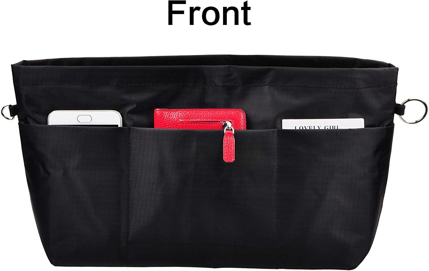 Vercord Purse Organizer Insert Bag Tote Handbags Pocketbook Inserts Organizers Zipper 11 Pockets Black Medium