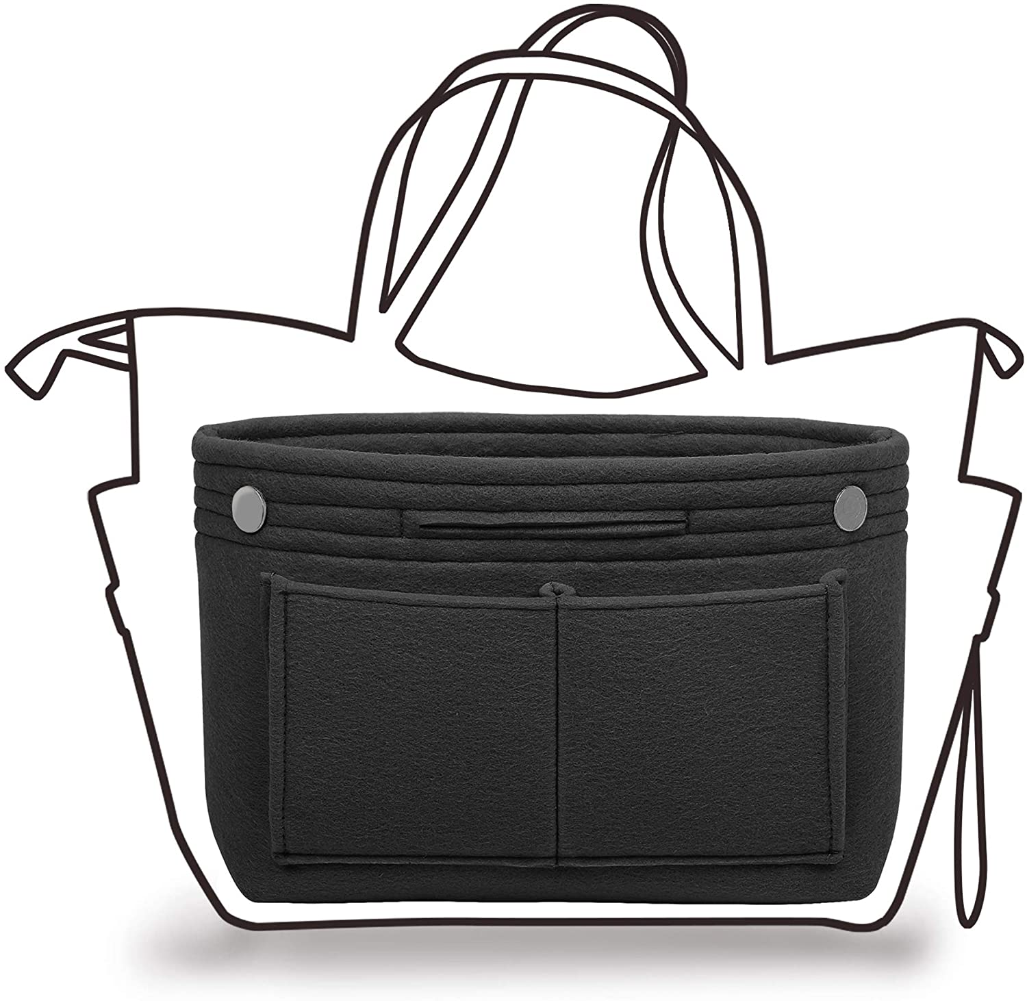 TOPHOME Insert Handbag Organizer Bag in Bag Cosmetic Storage Makeup Bag Organizers Felt Container Organizer Storage Organizing Home Girl Handbag Grey