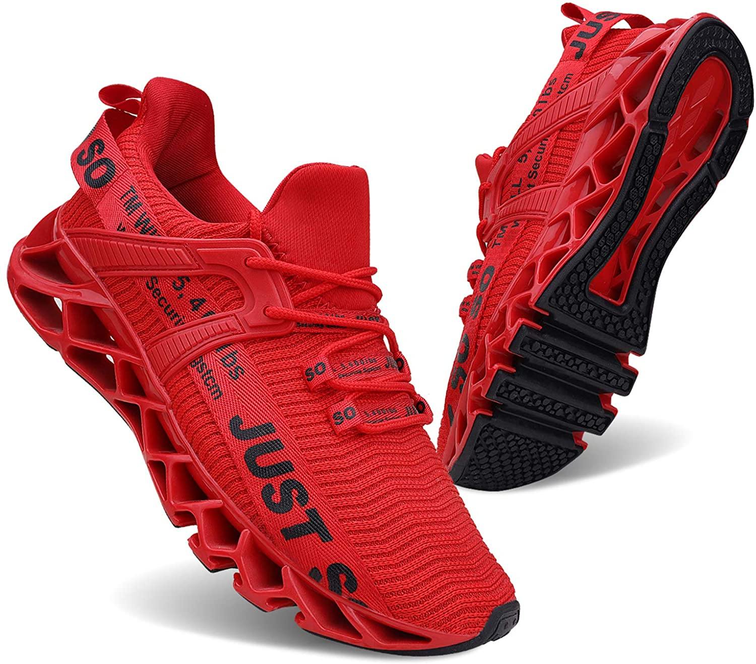 JSLEAP Mens Running Shoes Walking Non Slip Blade Type Sneakers