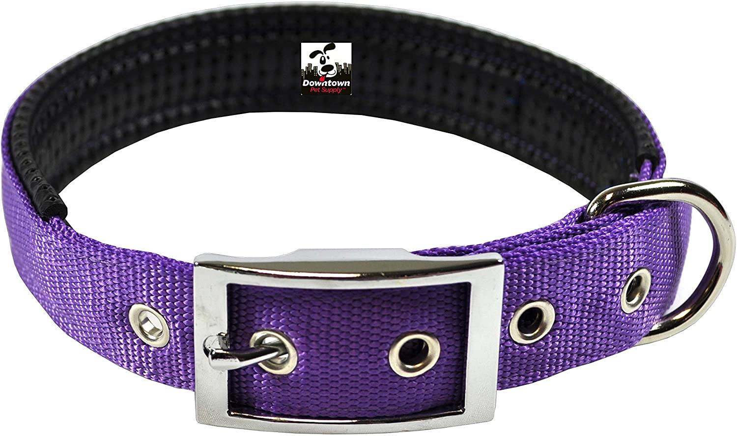Downtown Pet Supply Deluxe Adjustable Thick Dog Collar, (Purple, XLarge)