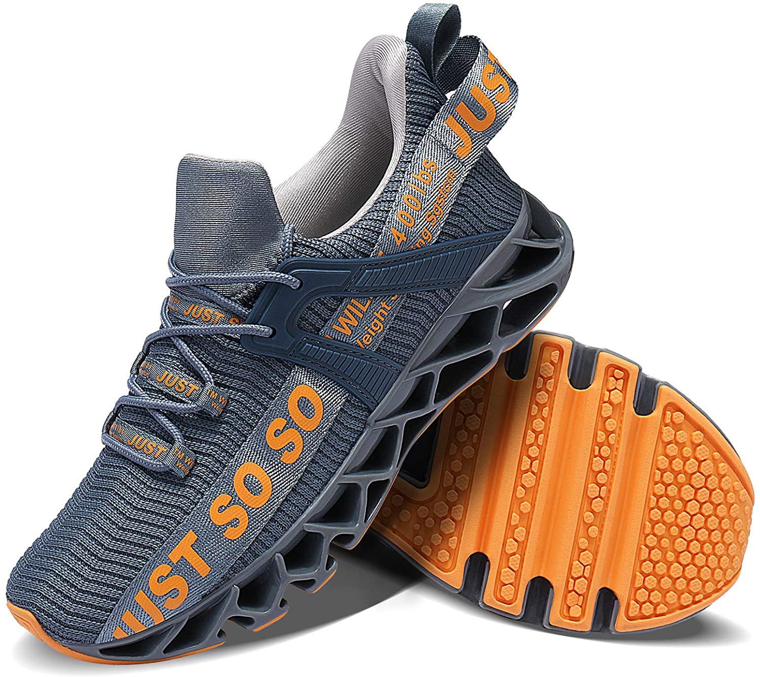 JSLEAP Mens Running Shoes Walking Non Slip Blade Type Sneakers