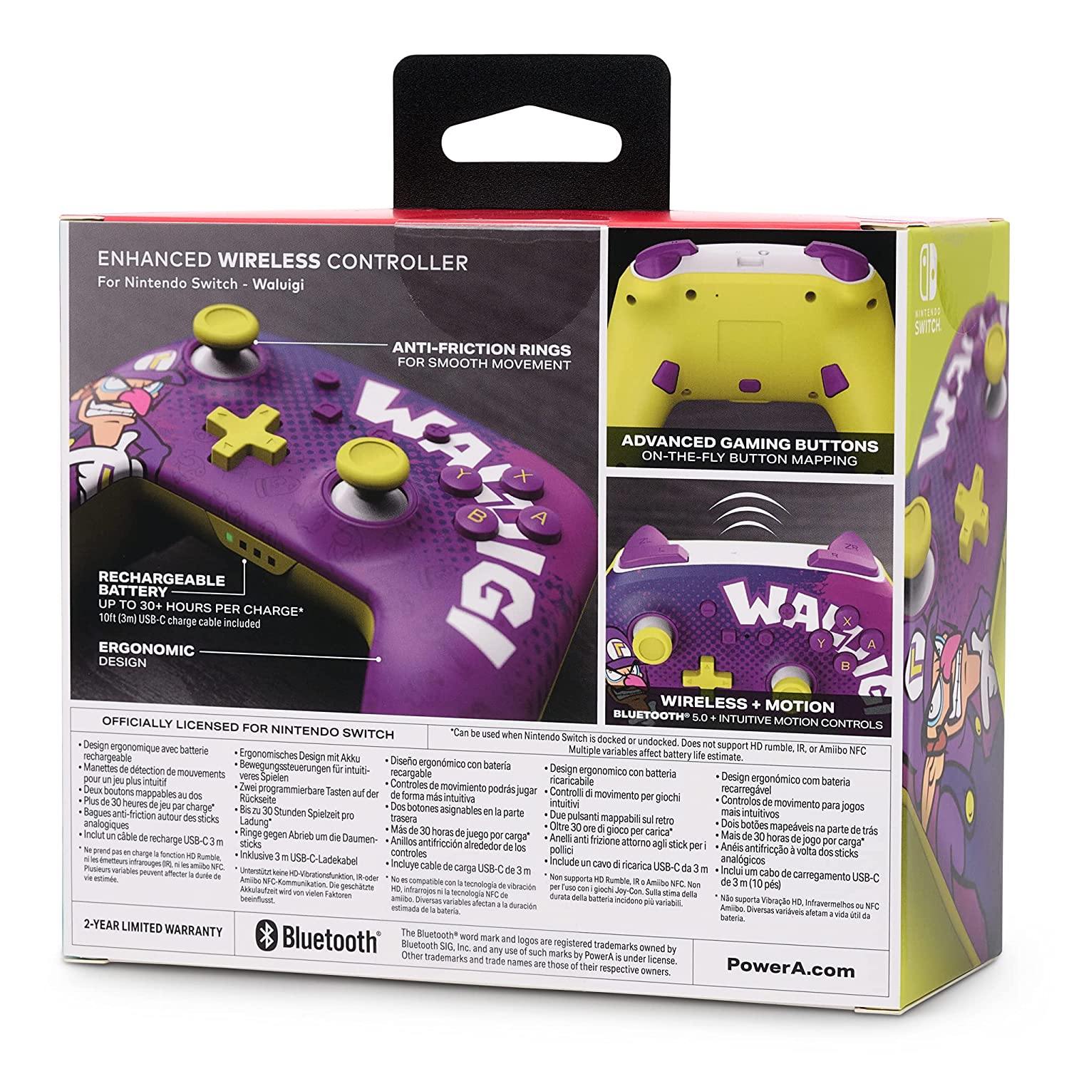 PowerA Enhanced Wireless Controller for Nintendo Switch - Waluigi, Nintendo Switch Lite, Gamepad, game controller, Bluetooth controller, rechargeable - JOY2ESpree