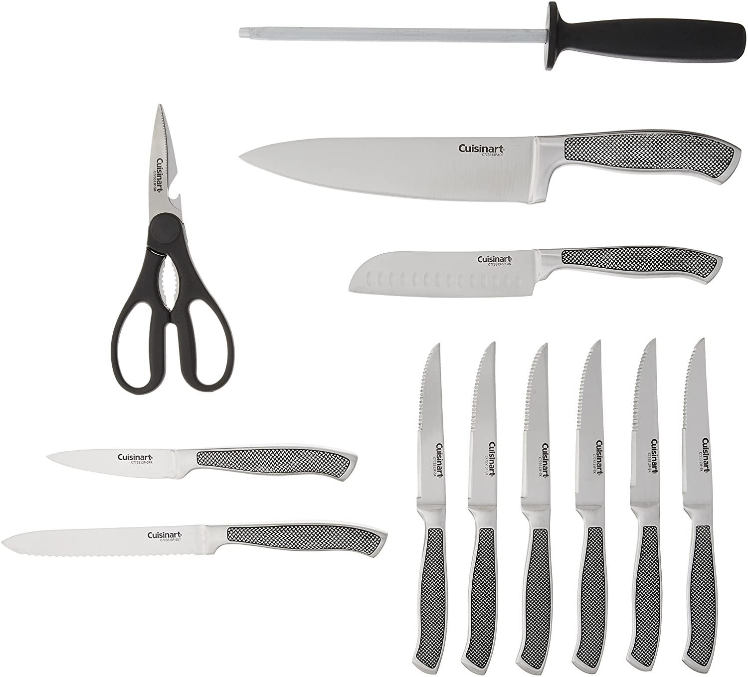 Cuisinart C77SS-15P Graphix Collection 15-Piece Cutlery Knife Block Set, Stainless Steel - JOY2ESpree