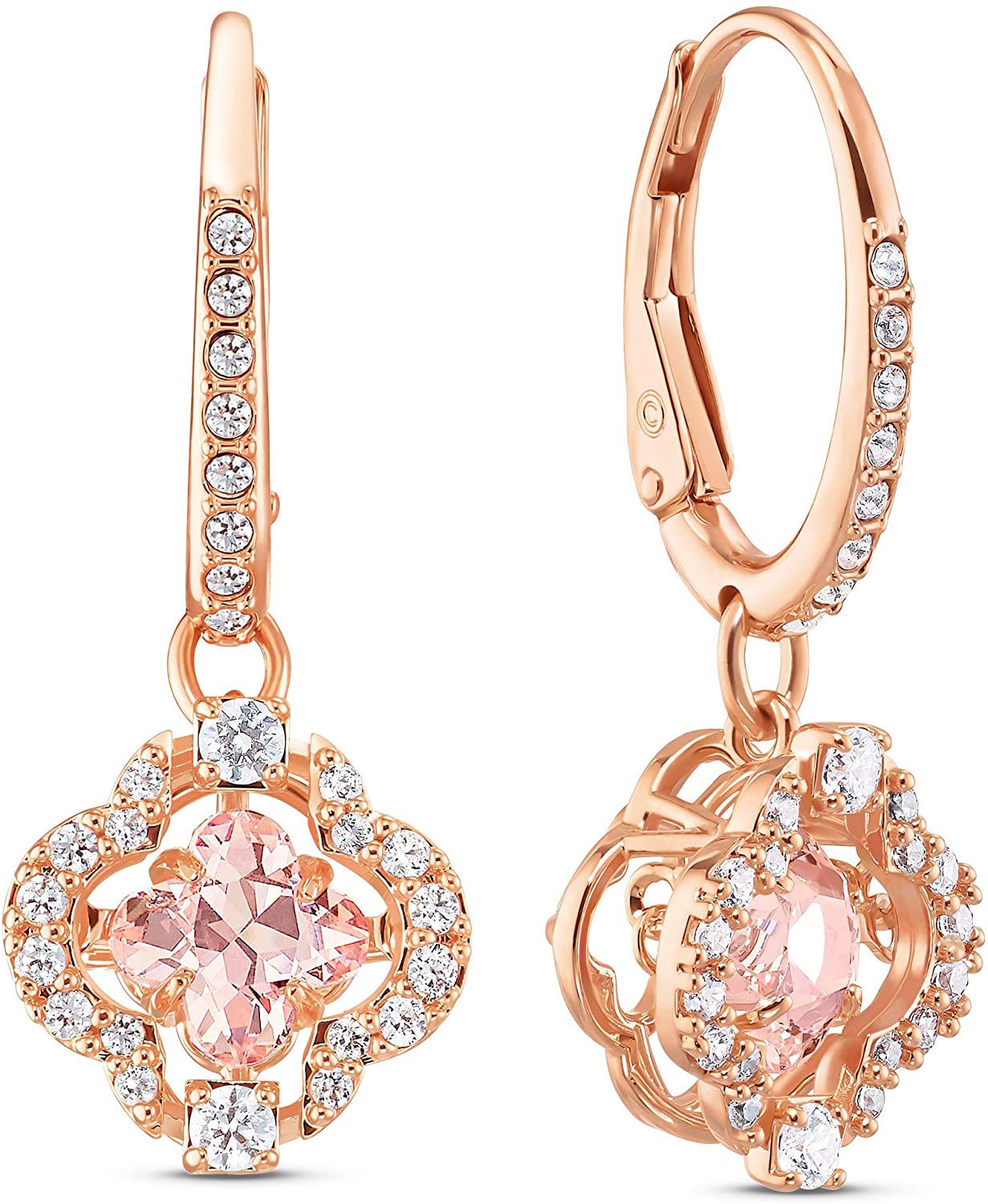 SWAROVSKI Women's Sparkling Dance Clover Jewelry Collection, Rose Gold Tone Finish, Pink Crystals, Clear Crystals - JOY2ESpree