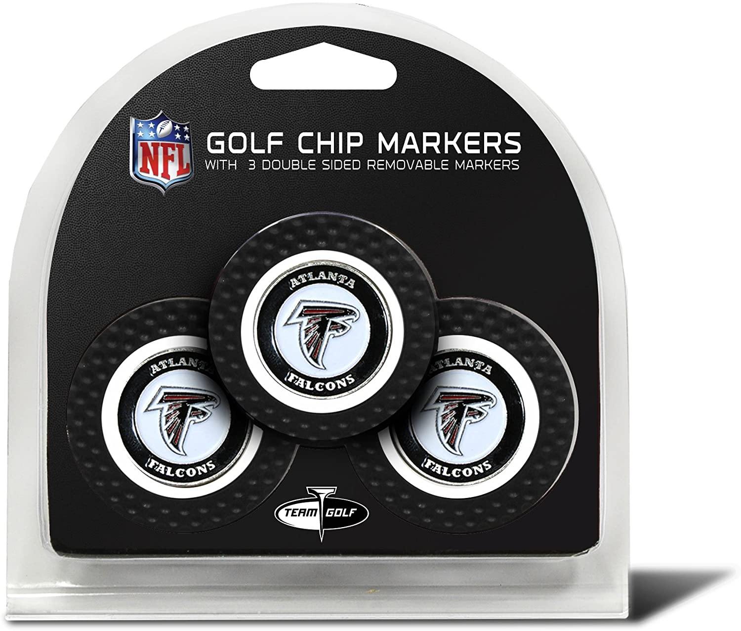 Team Golf NFL Golf Chip Ball Markers (3 Count), Poker Chip Size with Pop Out Smaller Double-Sided Enamel Markers - JOY2ESpree