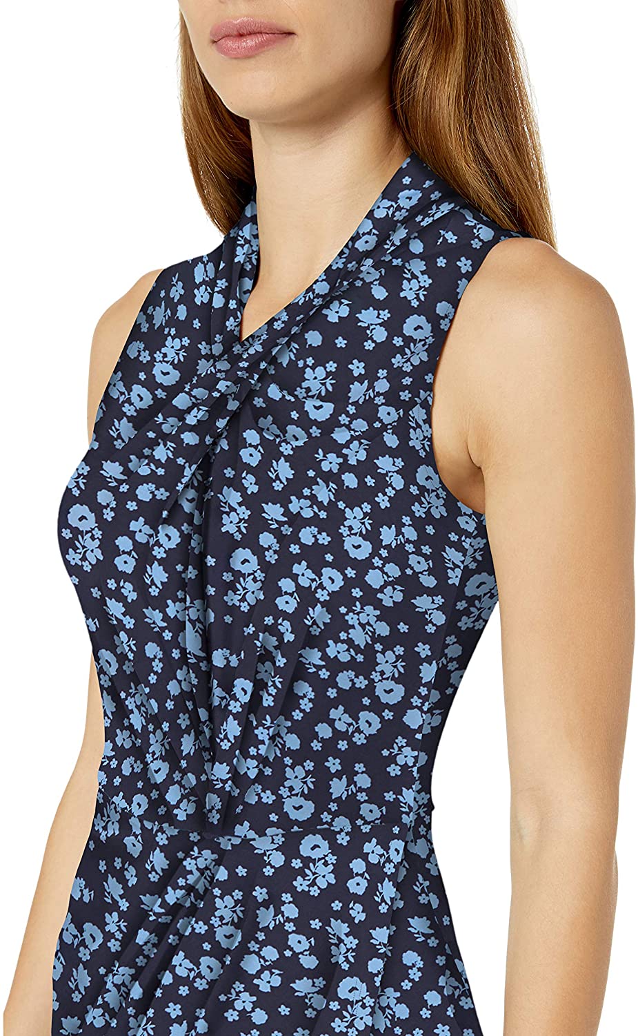 Amazon Brand - Lark & Ro Women's Sleeveless Crossover Twist Neck Faux Wrap Dress