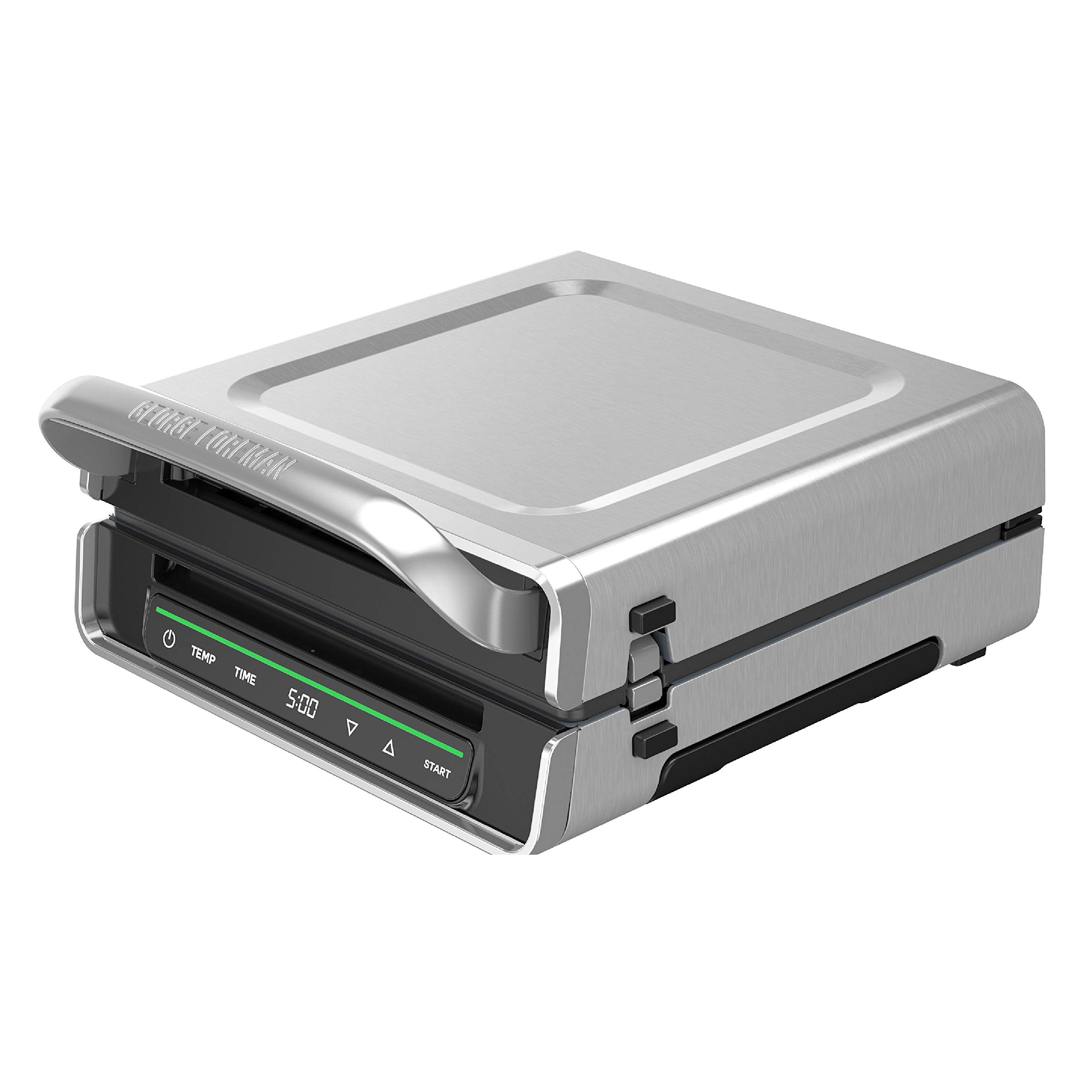 George Foreman Family Size (4-6 Servings), GRD6090B Smokeless-Digital Smart Select, Stainless Steel - JOY2ESpree