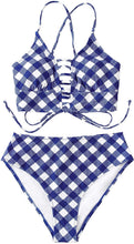 
                        
                          Load image into Gallery viewer, CUPSHE Women’s Bikini Swimsuit Floral Print Lace Up Strappy Two Piece Bathing Suit
                        
                      