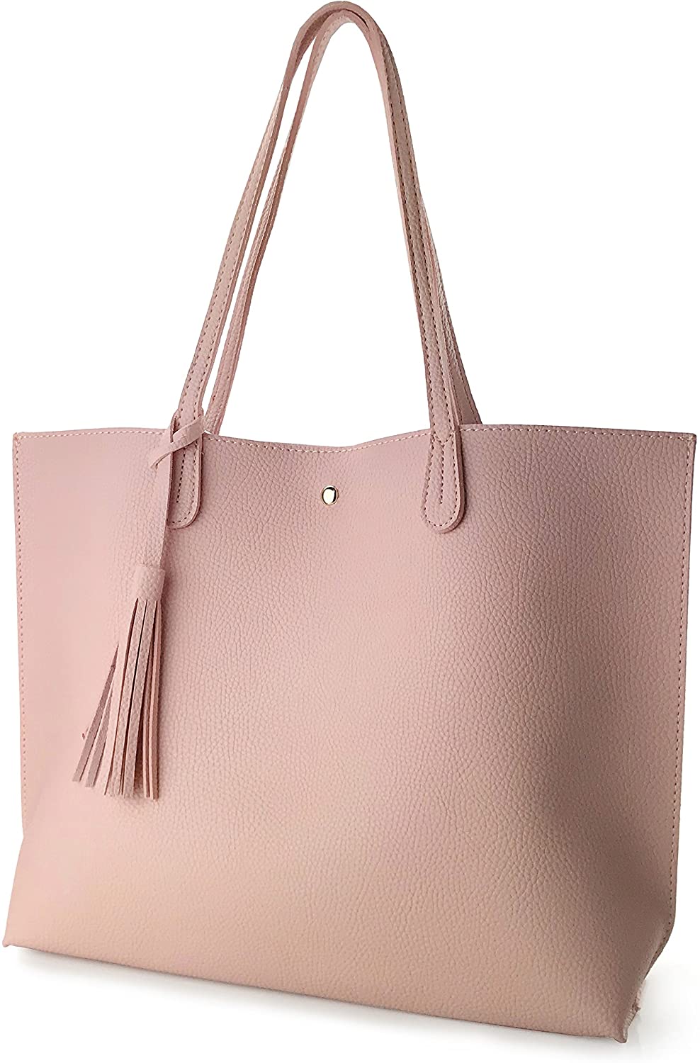 Minimalist Clean Cut Pebbled Faux Leather Tote Womens Shoulder Handbag