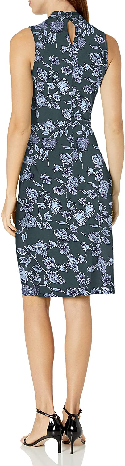 Amazon Brand - Lark & Ro Women's Sleeveless Crossover Twist Neck Faux Wrap Dress