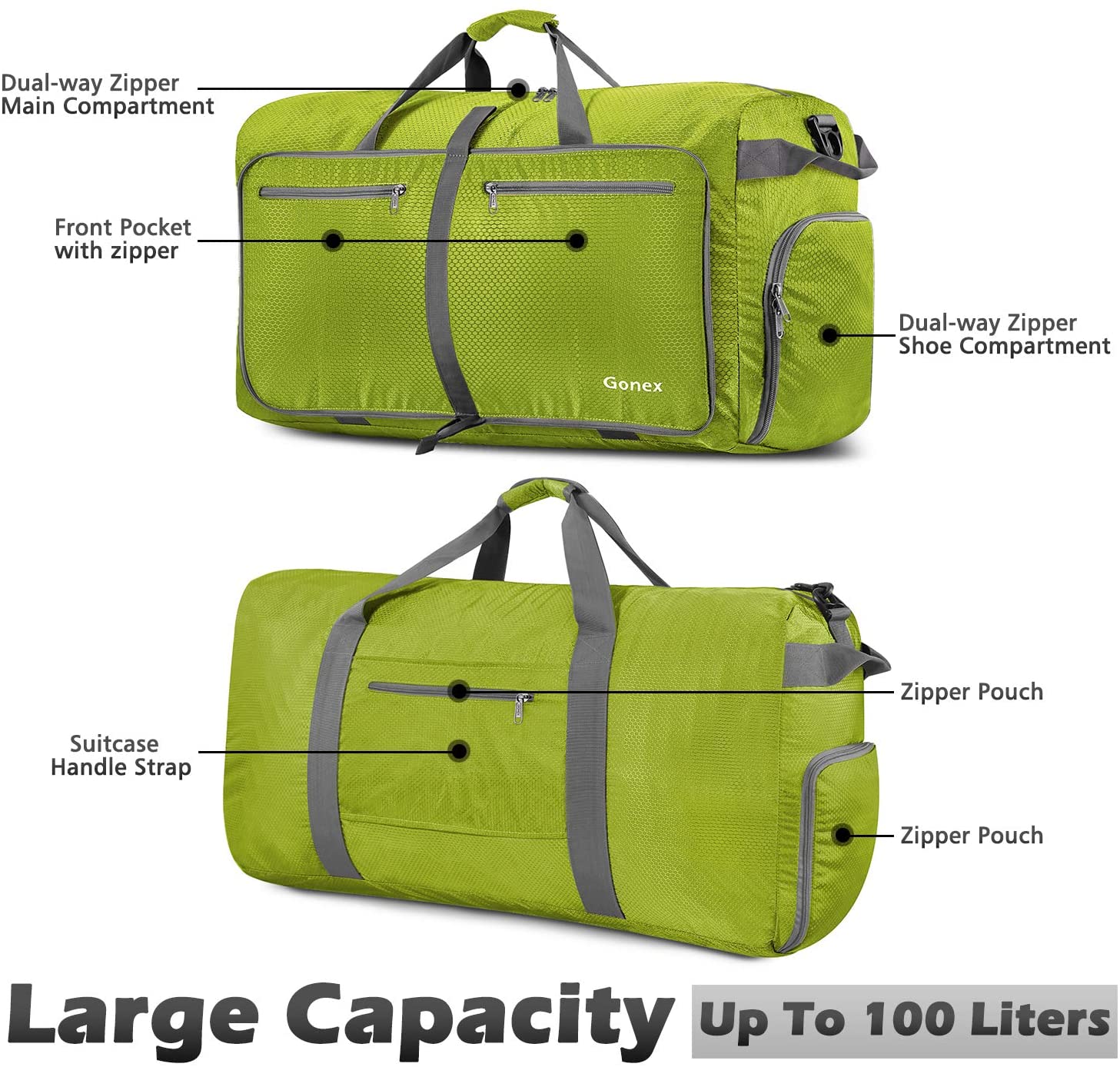Gonex 150L Travel Duffel Bag Foldable Extra Large Duffle Bag XL Heavy Duty for Men Women for Luggage Shopping Gray
