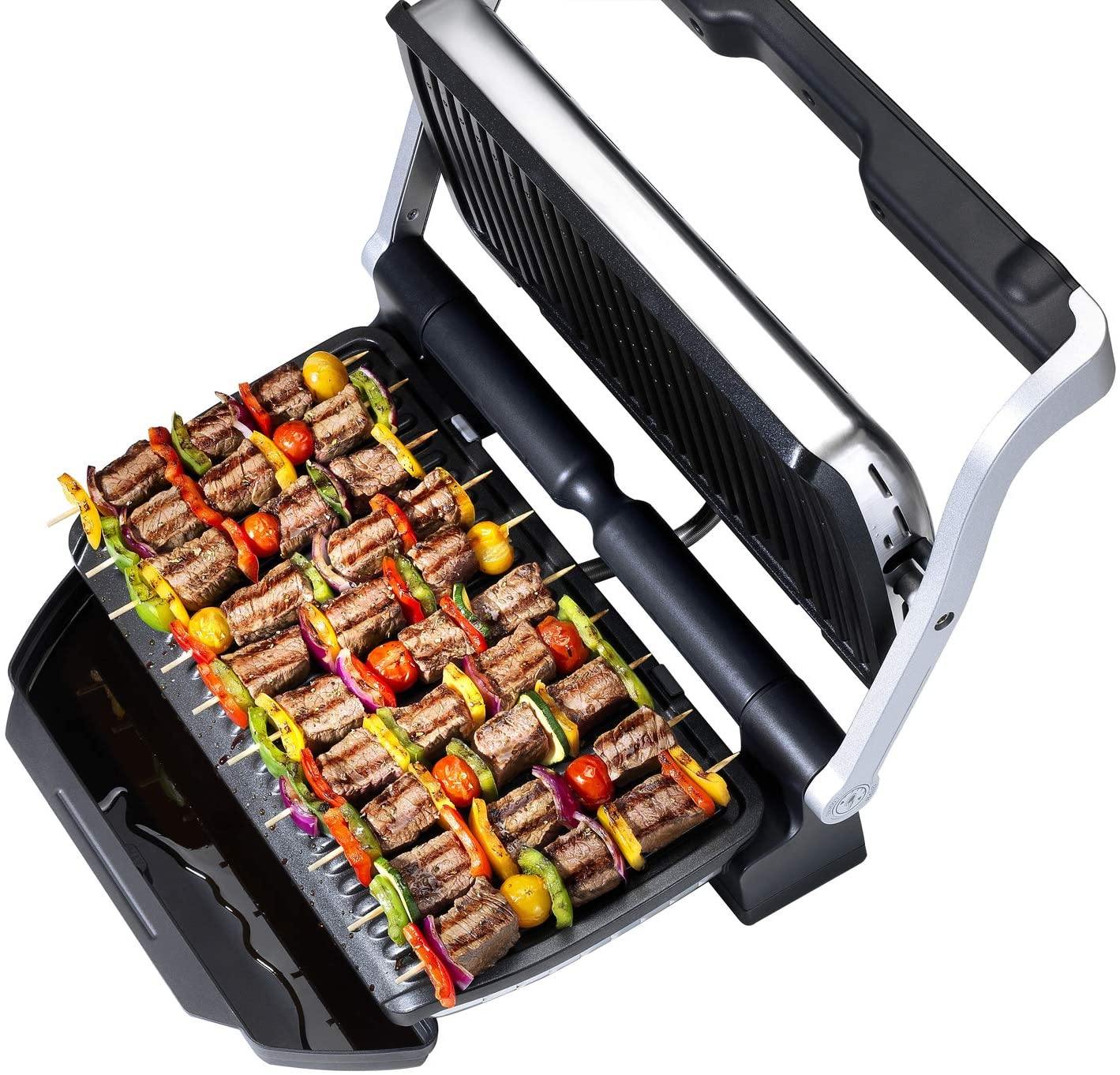 T-fal GC722D53 1800W OptiGrill XL Stainless Steel Large Indoor Electric Grill with Removable and Dishwasher Safe Plates, Silver - JOY2ESpree