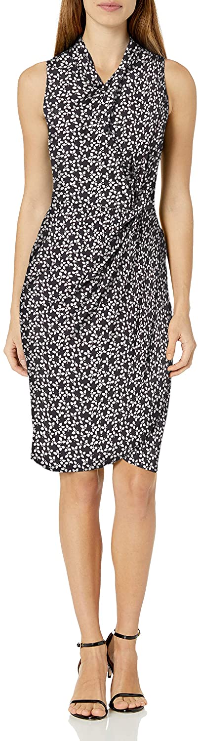 Amazon Brand - Lark & Ro Women's Sleeveless Crossover Twist Neck Faux Wrap Dress