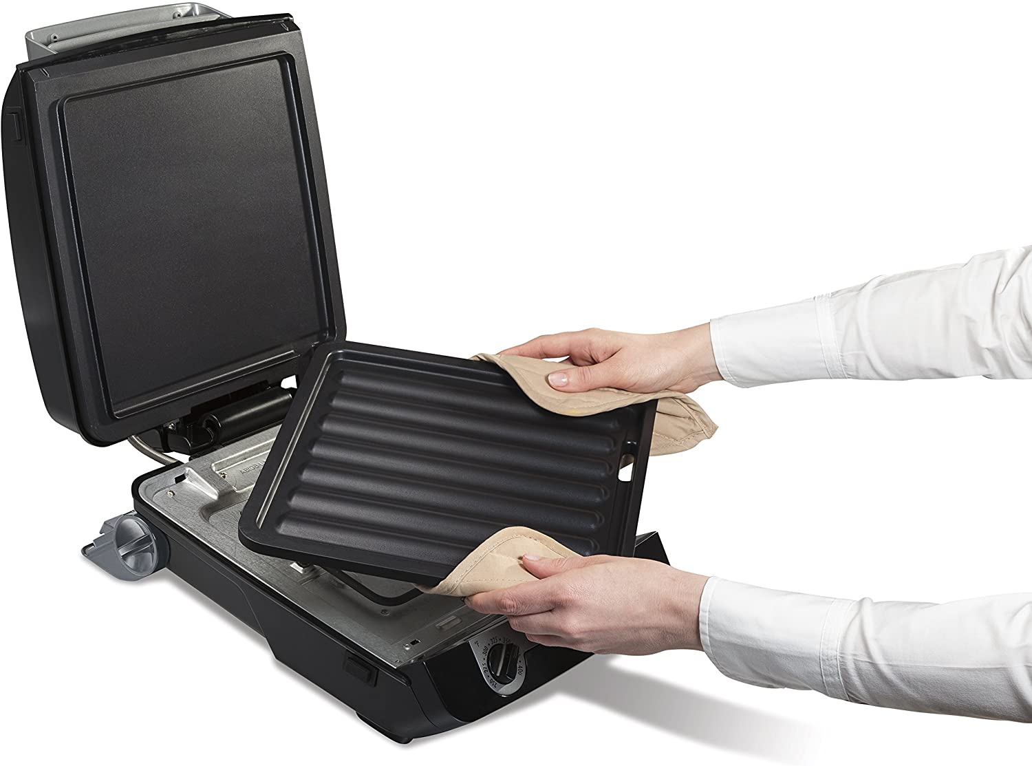 Hamilton Beach Electric Indoor Searing Grill with Viewing Window and Removable Easy-to-Clean Nonstick Plate - JOY2ESpree