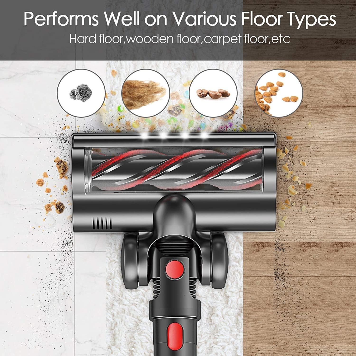 Cordless Vacuum, TOCMOC Vacuum Cleaner with 200W 22Kpa Super Suction Cordless Vacuum Cleaner 4 in 1 Handheld Stick Vacuum - JOY2ESpree