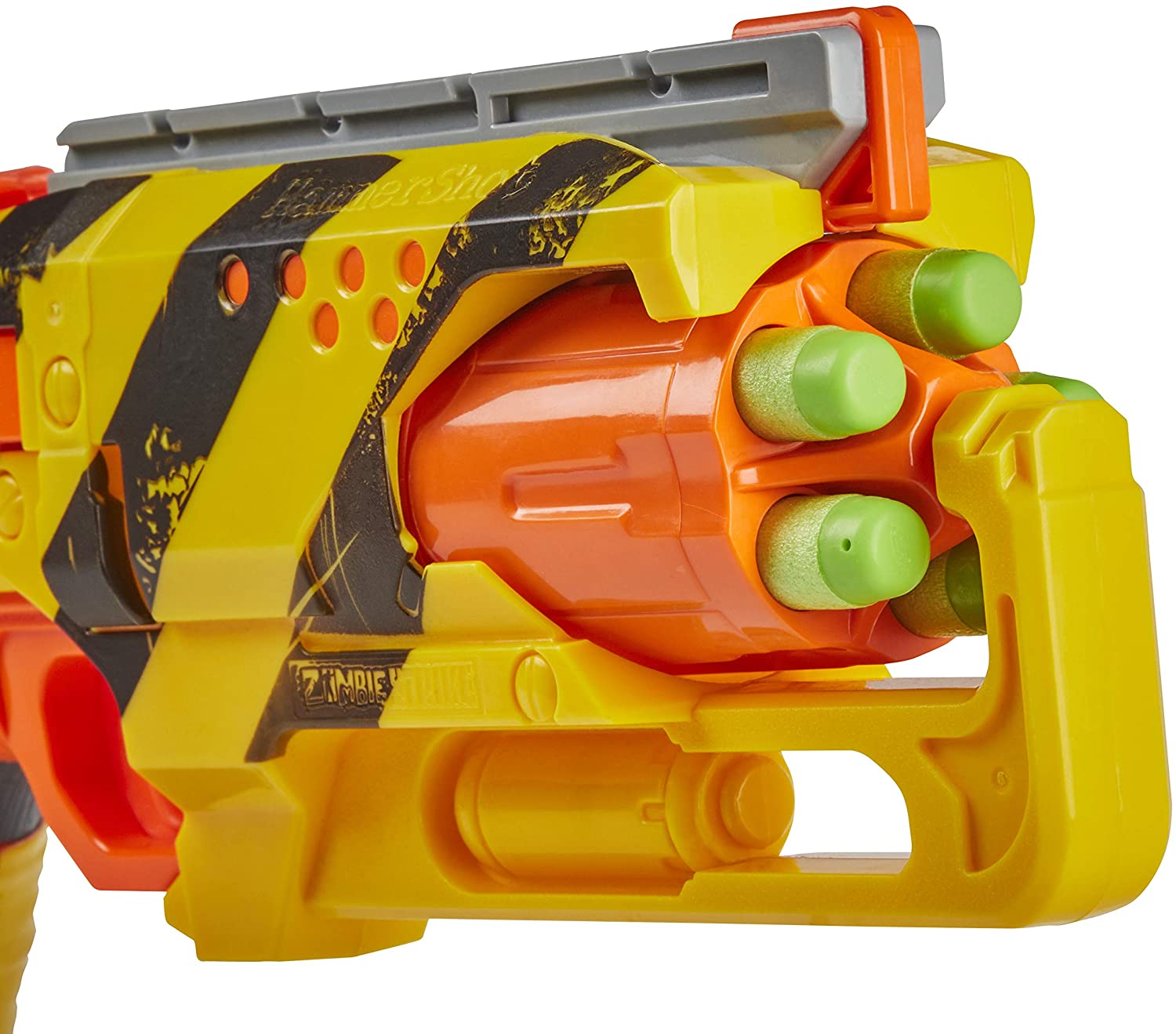 NERF Zombie Strike Hammershot Blaster -- Pull-Back Hammer-Blasting Action, 5 Official Zombie Strike Darts -- Red Color Scheme (Amazon Exclusive)