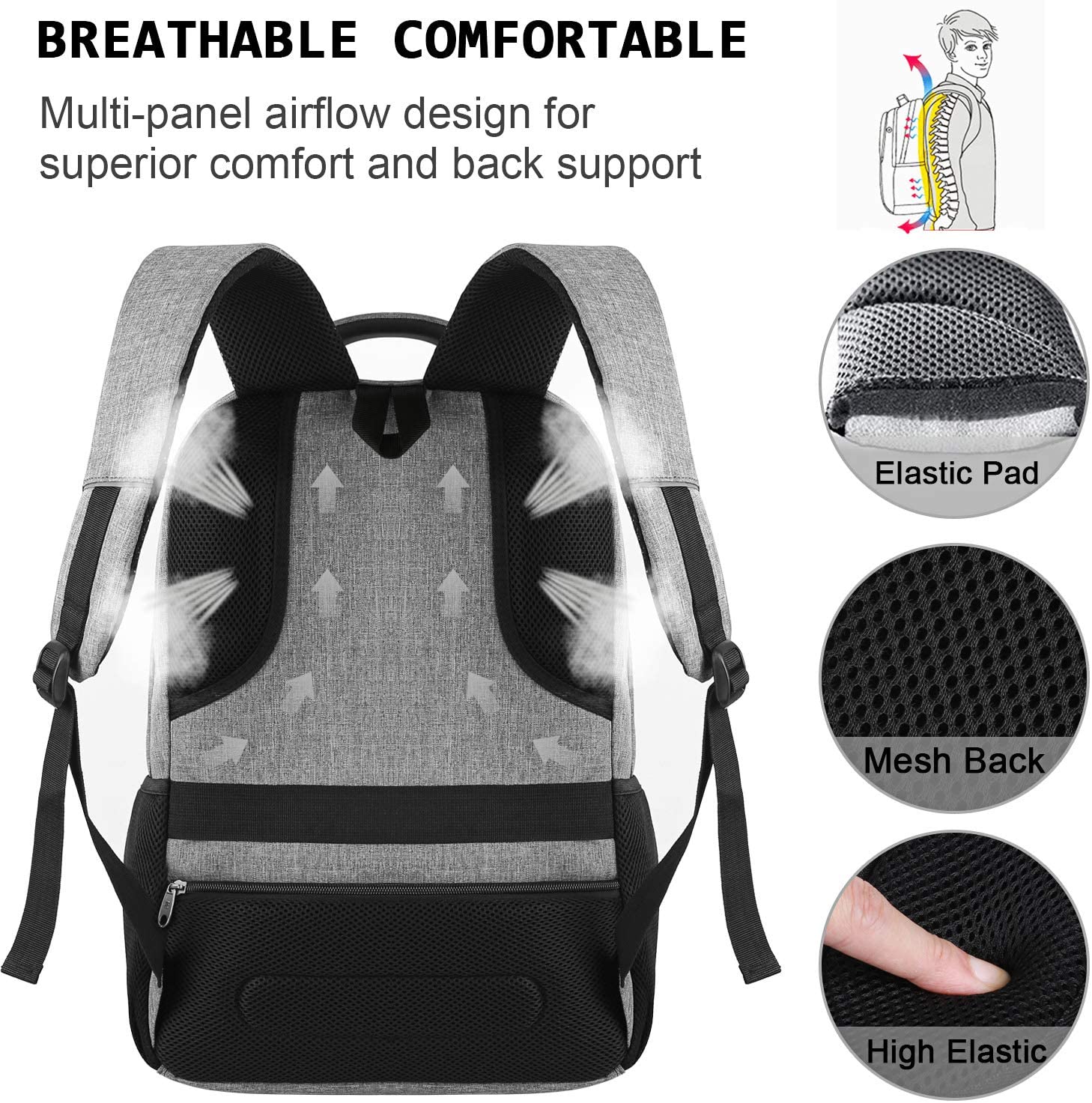 Laptop Backpack,Business Travel Anti Theft Slim Durable Laptops Backpack with USB Charging Port