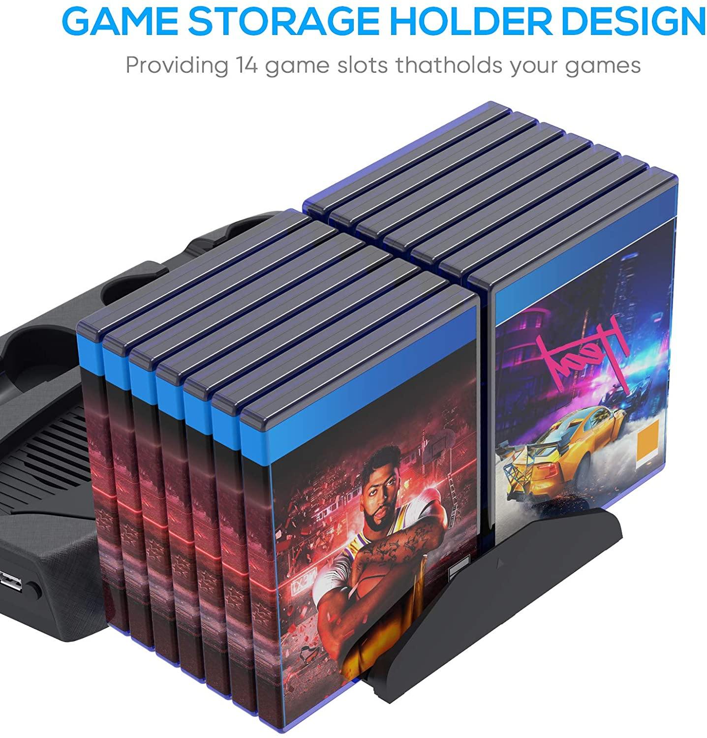 Vertical Stand for Playstation 5 with Cooling Fan Charging Station - JOY2ESpree