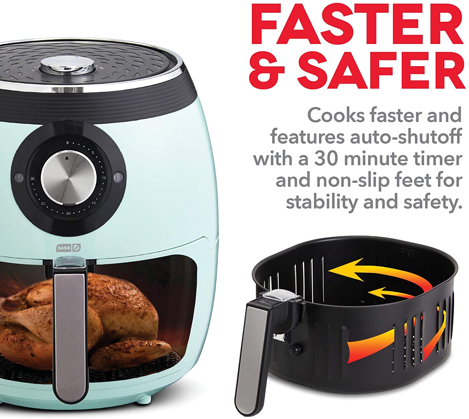 Dash DFAF455GBAQ01 Deluxe Electric Air Fryer + Oven Cooker with Temperature Control