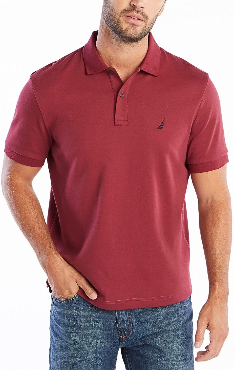Nautica Men's Classic Fit Short Sleeve Solid Soft Cotton Polo Shirt - JOY2ESpree