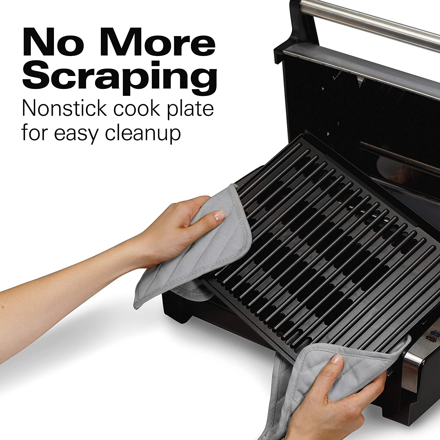 Hamilton Beach Electric Indoor Searing Grill with Viewing Window and Removable Easy-to-Clean Nonstick Plate - JOY2ESpree