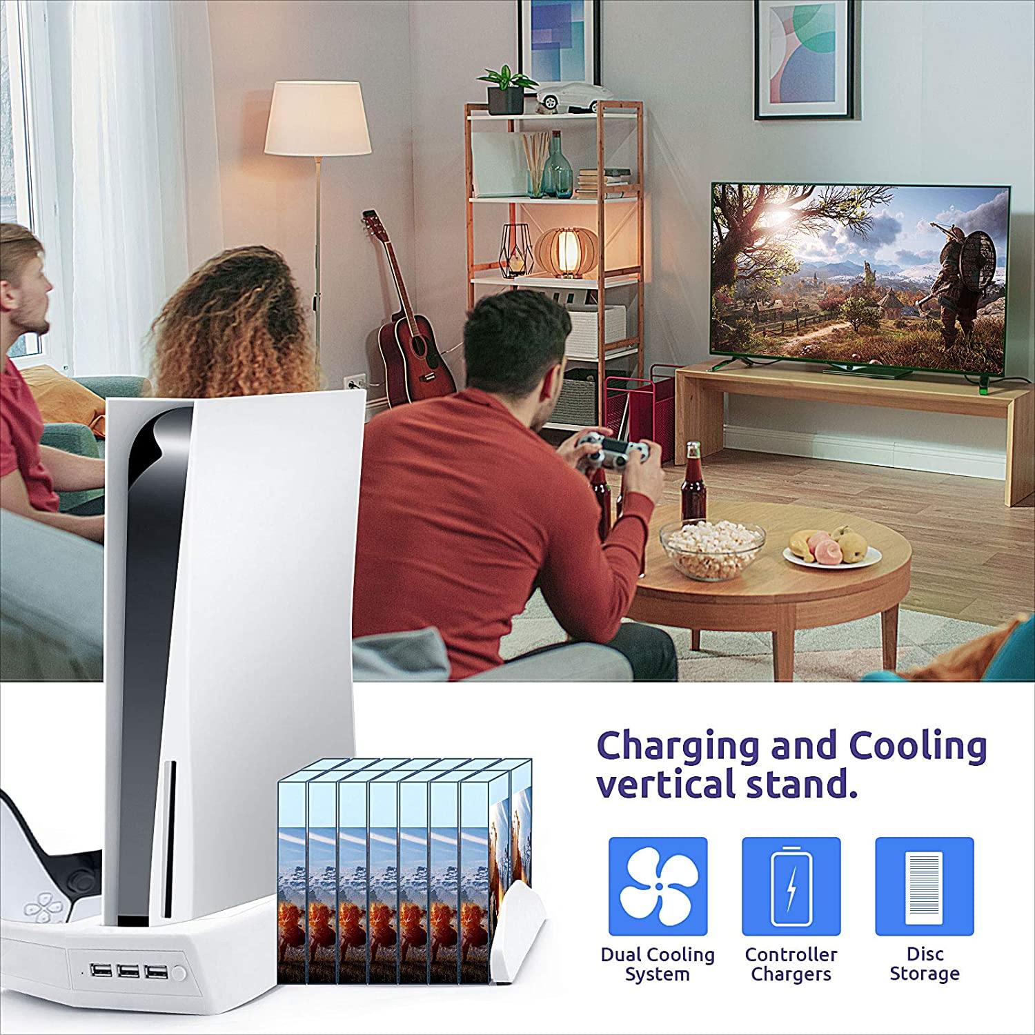 Stand with Cooling Fan and Dual Controller Charger for PS5 - JOY2ESpree