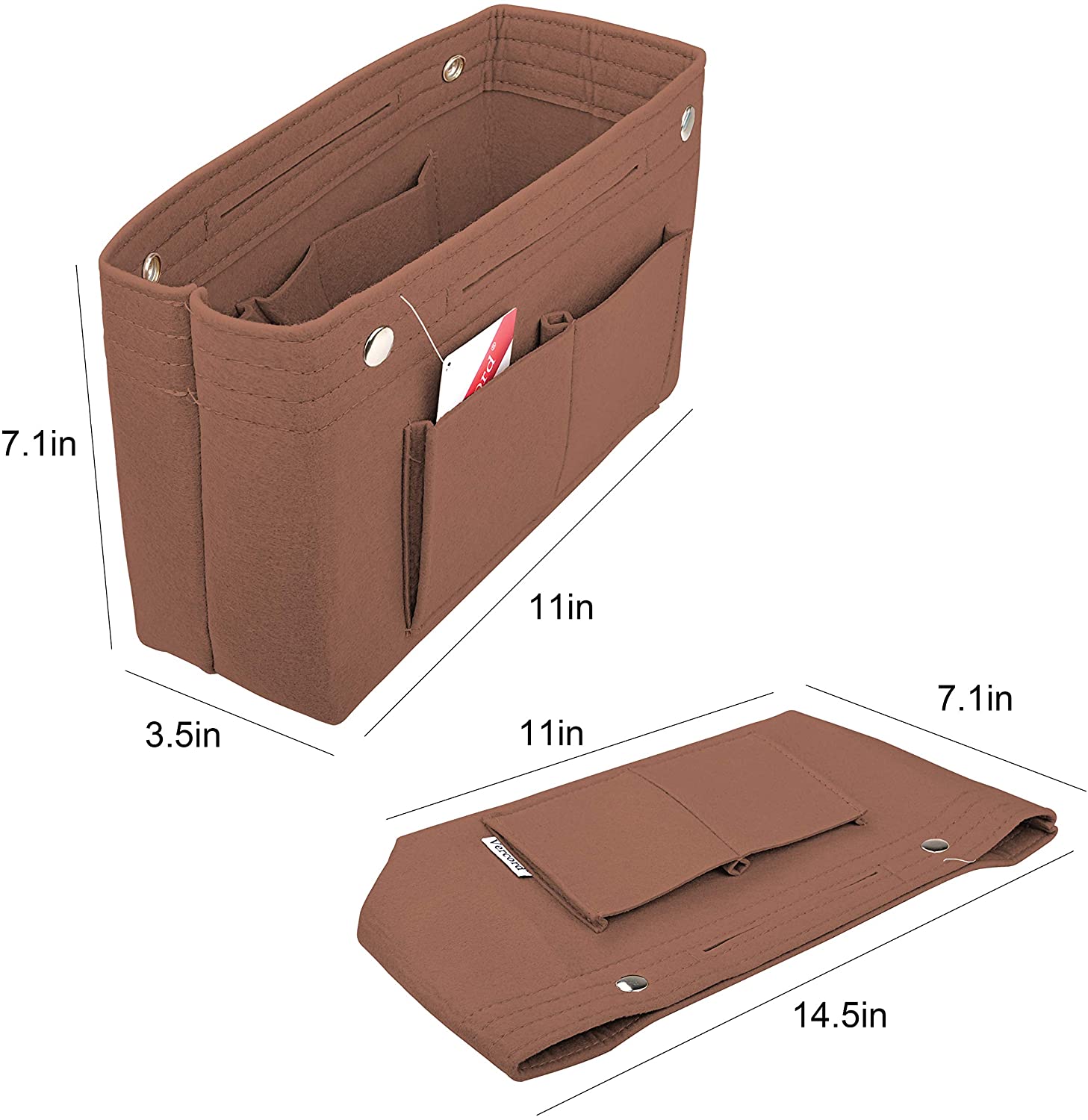 Vercord Felt Tote Handbag Purse Pocketbook Organizer Insert Divider Shaper Bag in Bag