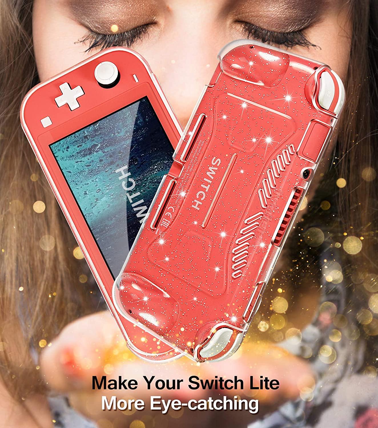 iVoler Protective TPU Glitter Case for Nintendo Switch Lite 2019 with 2 Pack Tempered Glass Screen Protector - JOY2ESpree