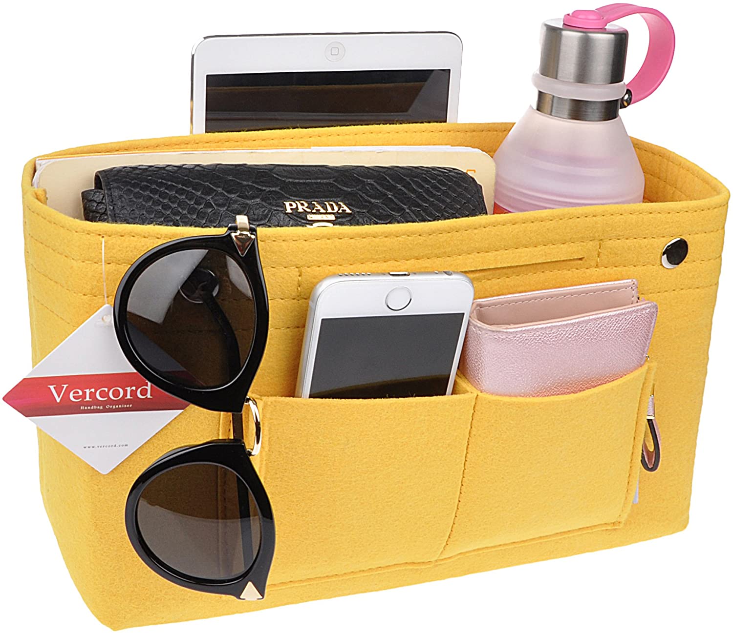 Vercord Felt Tote Handbag Purse Pocketbook Organizer Insert Divider Shaper Bag in Bag